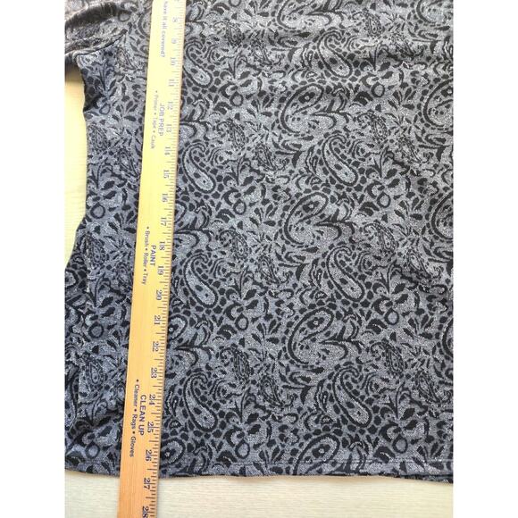 TOP/TUNIC STYLE-CHICO'S-Black Metallic Paisley-Long Length-Chico's Size 3 /LRG - Picture 11 of 15